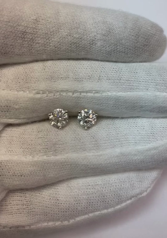 2.20 Ct 3 Prong Set Round Cut Diamond Women Stud Earring White Gold