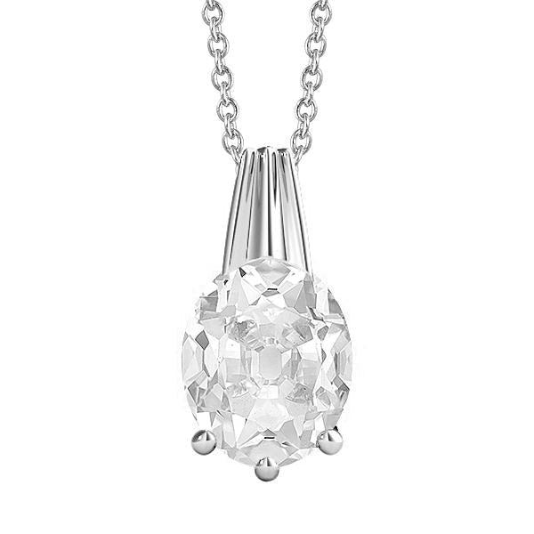 Ouro 14K diamante pingente oval de mina antiga corte 5 quilates joias para senhoras - harrychadent.pt