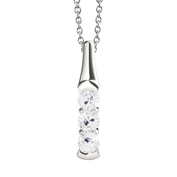 Pingente de ouro e três pedras de diamante redondo conjunto de pontas cortadas antigas 1.50 quilates - harrychadent.pt
